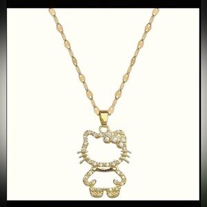 Hello Kitty Gold Rhinestone Pendant Necklace